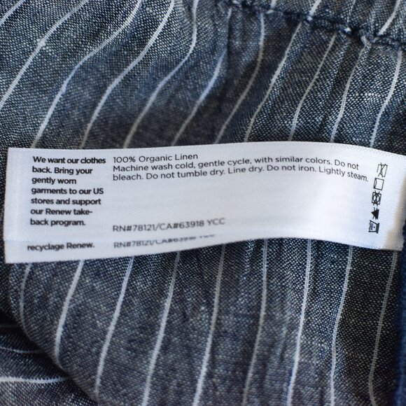 Eileen Fisher Puckered Organic Linen Wide Leg Pants Striped 100% Linen Size LP - Picture 10 of 10